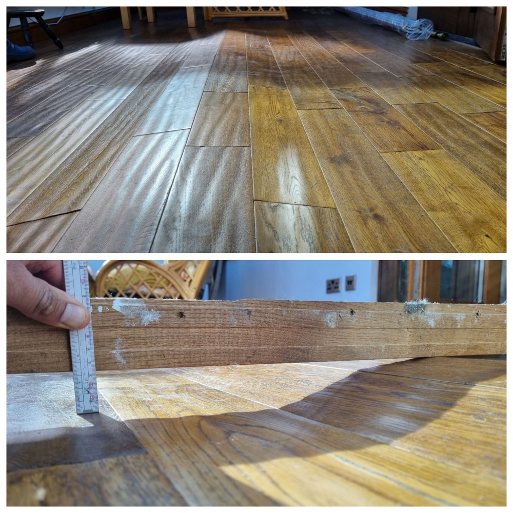 Moisture loading causing the expansion and buckling of timber flooring